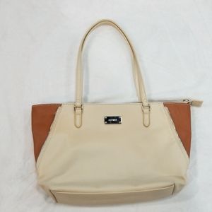 Nine West Cream/Tan Leather Shoulder Bag
